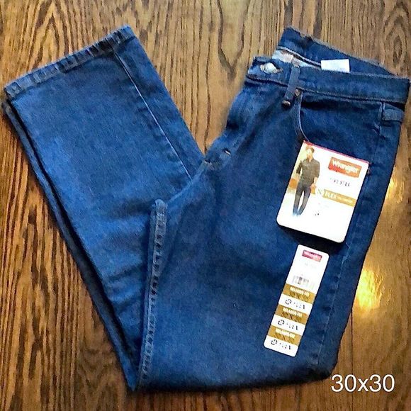 WRANGLER Men’s Relaxed Seat & Thigh Flex Fit Straight Leg Denim Jeans 30x30 NWT